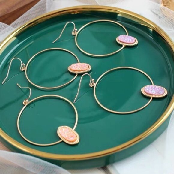 4/$25 LOFT Druzy Hoop Drop Earrings - Picture 2 of 3